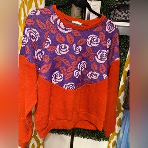 Cotton Candy Floral Sweater - Red and Purple